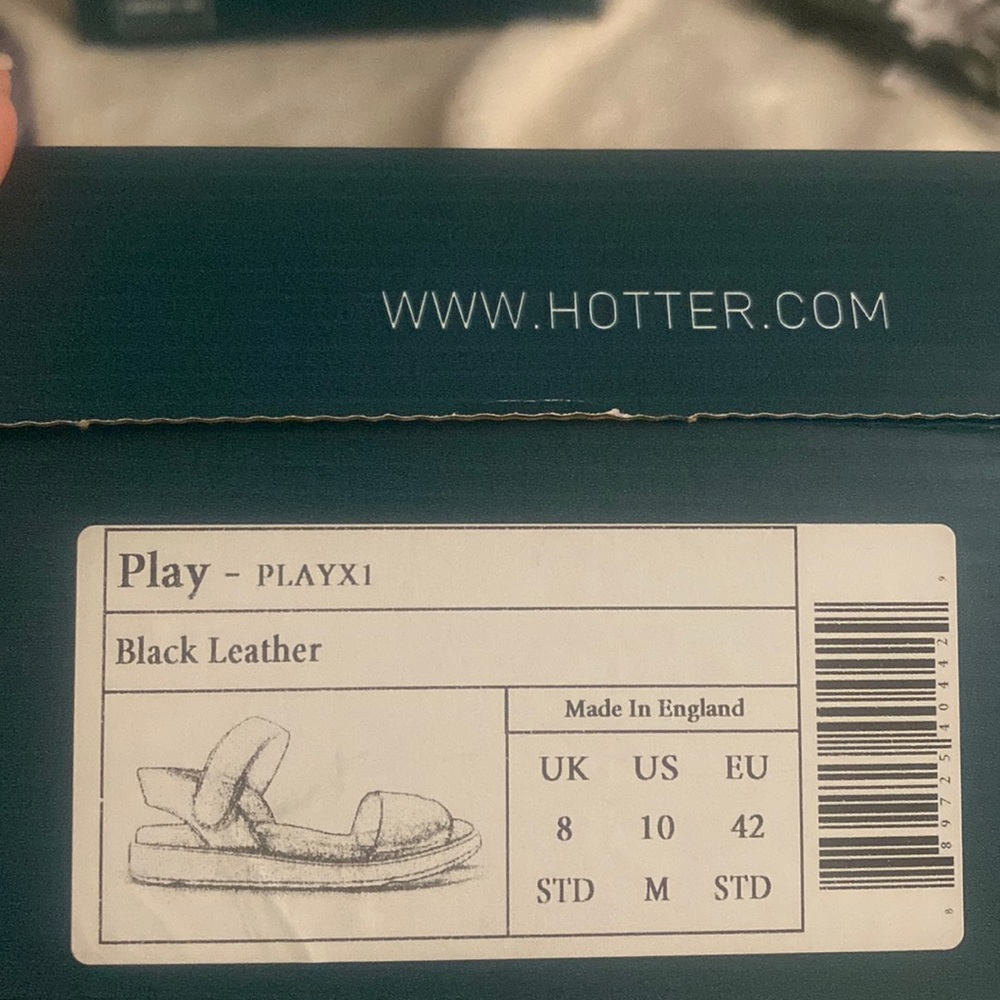Hotter black Sandals leather US10M New